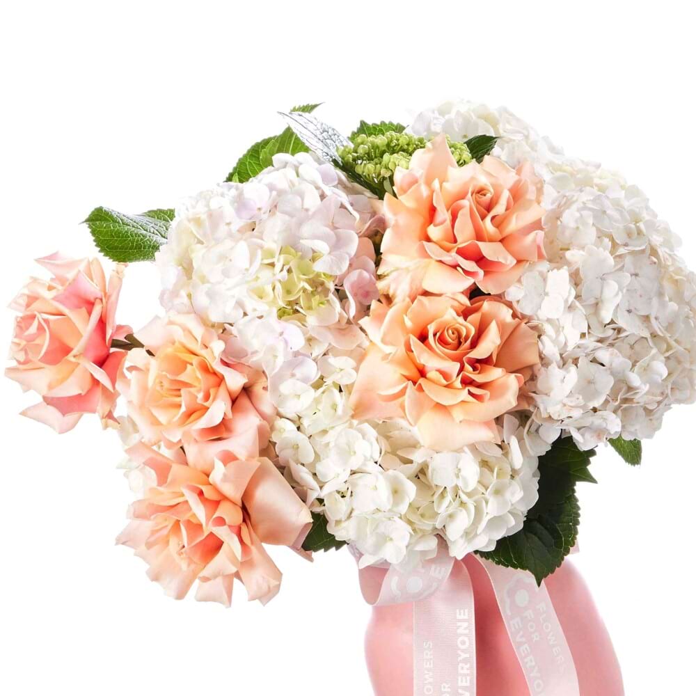 Peach Parfait Rose & Hydrangea Vase