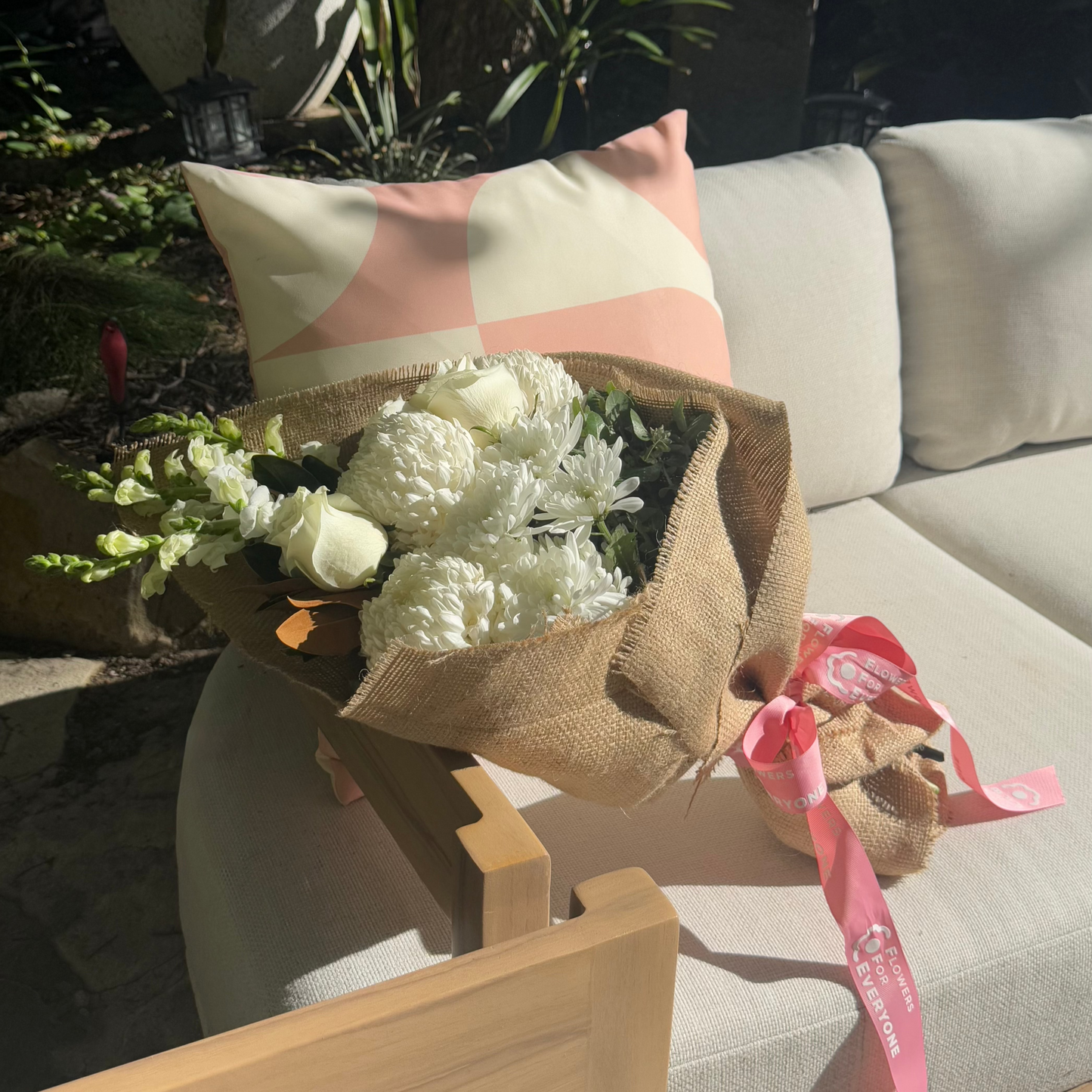 White Hessian Bouquet