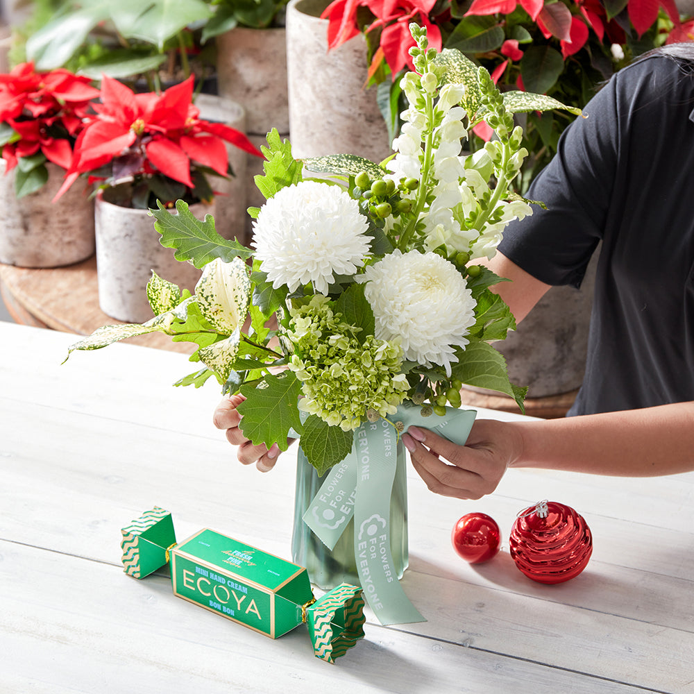 Holiday White Bloom Duo Vase