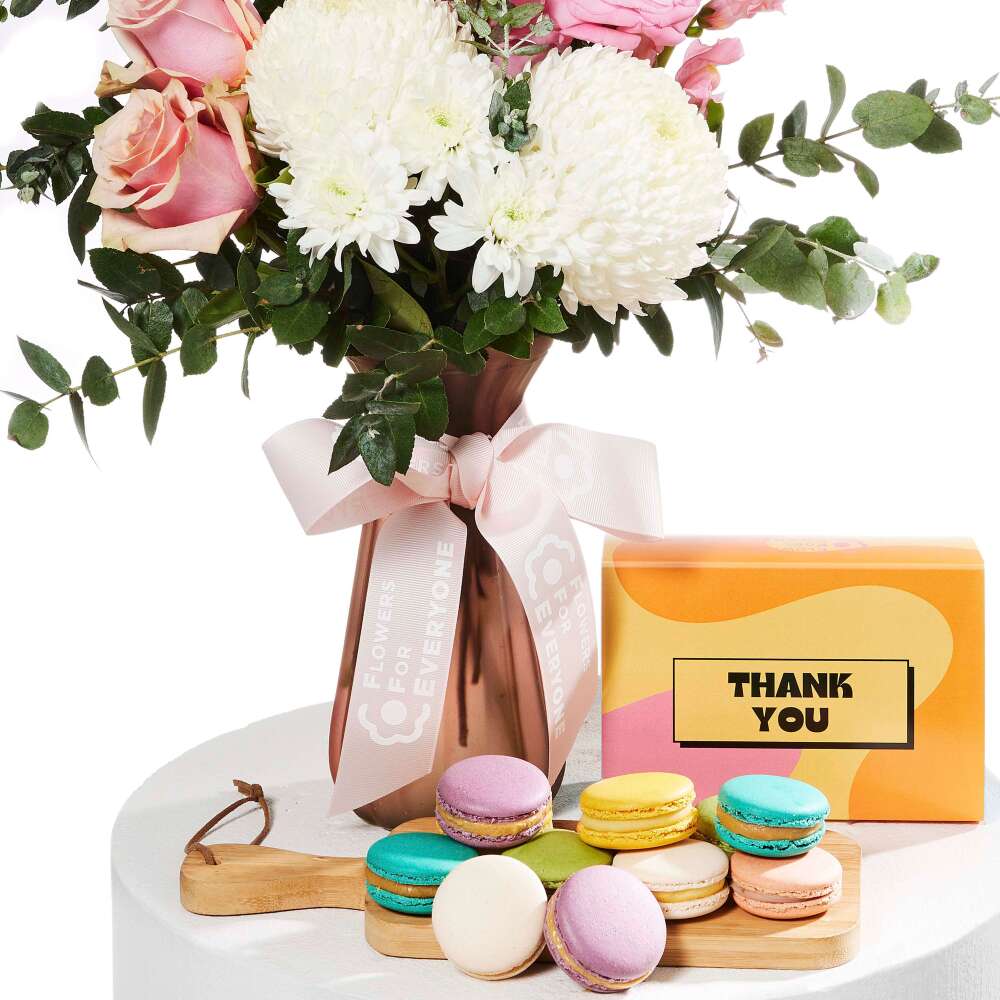 Pastel Thankful Vase with Macarons