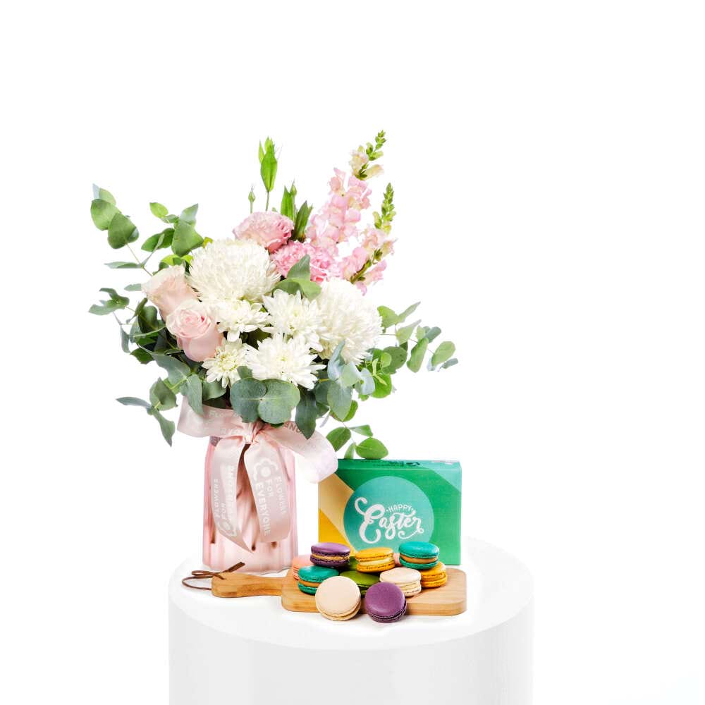 Pastel Easter Vase with Macarons