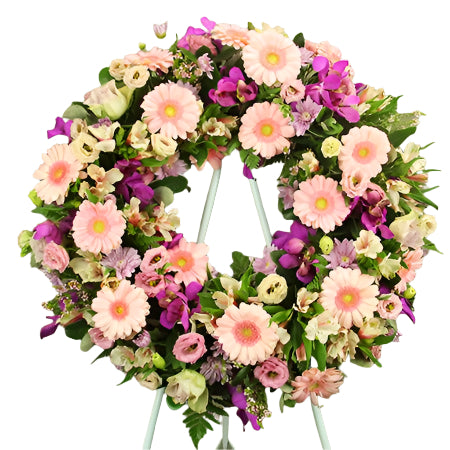 Pink Floral Sympathy Wreath