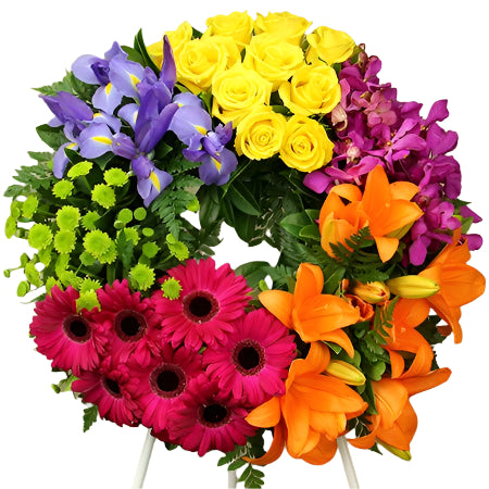 Rainbow Coloured Tribute Wreath