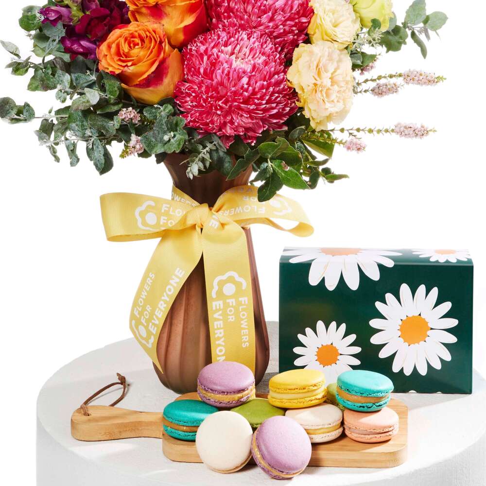Bright Bloom Vase with Macarons