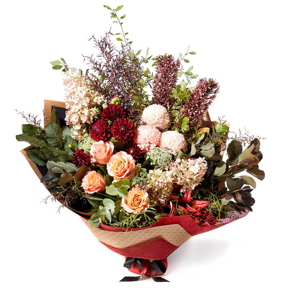 Grand Marrakech: Lux Flower Bouquet with Roses, Pineapple Lilies & Hydrangea