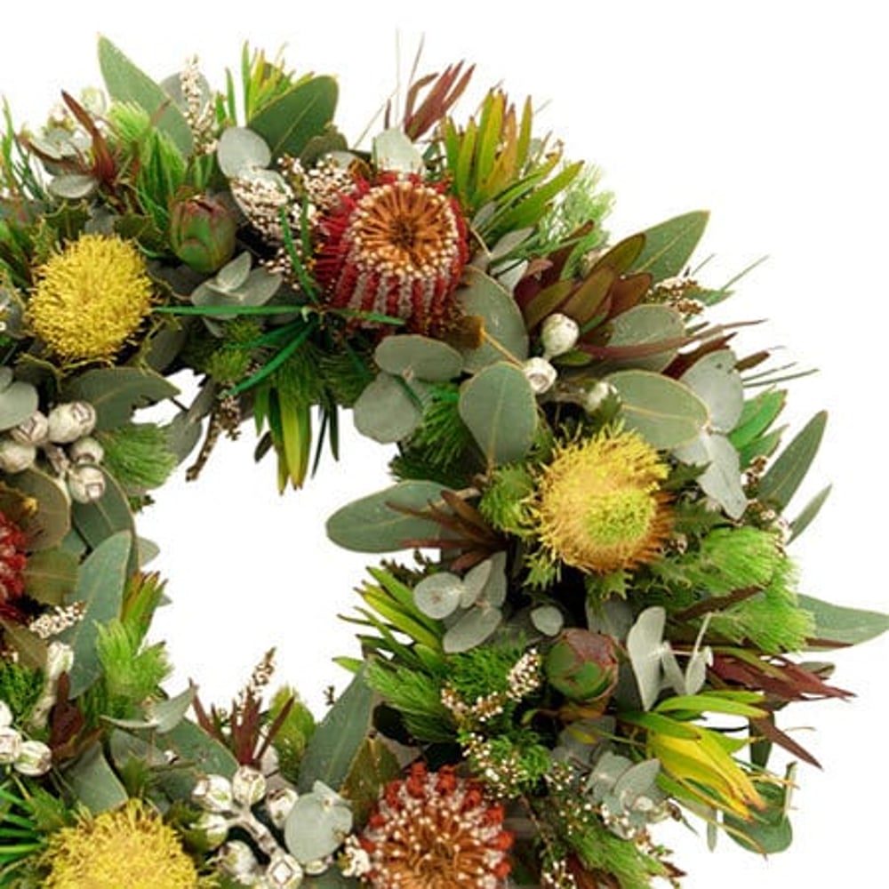 Earthy Native Funeral Wreath Delivered Sydney