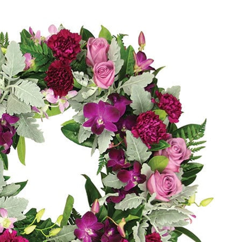 Purple and Silver Funeral Wreath
