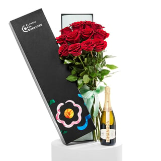 12 Red Roses with Chandon