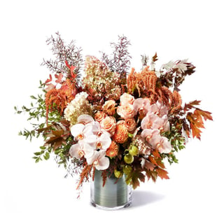 Cinnamon Spice: Premium Vase with Orchids, Roses & Hydrangea
