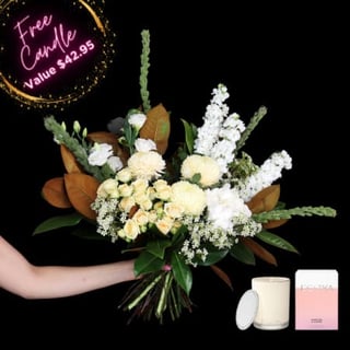 Fairy White Bouquet with Free $42.95 Candle