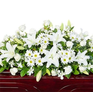 Funeral Casket Flowers - Mixed White