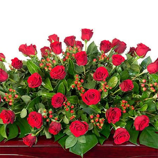 Funeral Casket Flowers - Red Roses