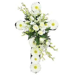 Heavenly White Funeral Cross Delivered Sydney 
