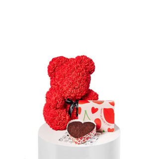 Large Rose Bear With Brownie
