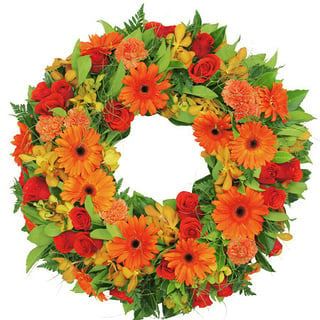 Lush Orange Sympathy Wreath Delivered