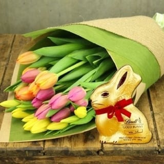 Mixed Tulips with Lindt Bunny