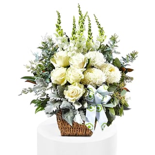 Pure White Flower Basket Delivered Sydney