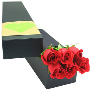 6 Long stem red roses for Valentine`s Day