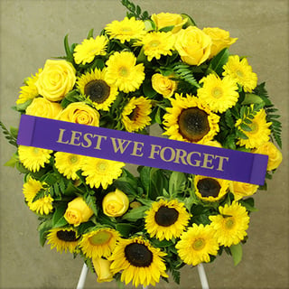 Sunflower Anzac Day Wreath Delivered