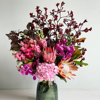 Summer Down Under Vase with Pink Protea, Hydrangea & Kangaroo Paw
