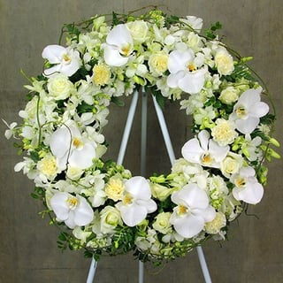 White Orchid Tribute Wreath