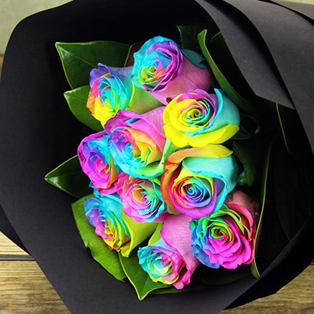 Rainbow Roses - 10 Stems