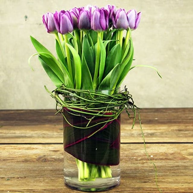 Purple Tulips in Vase