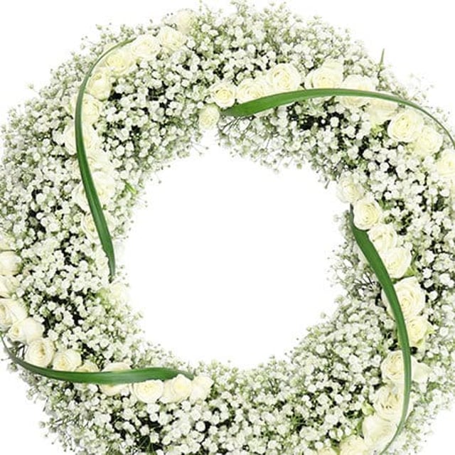 Delicate White Funeral Wreath Delivered Sydney