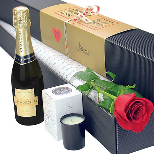 Single Red Rose with Bubbly (Sydney Only)