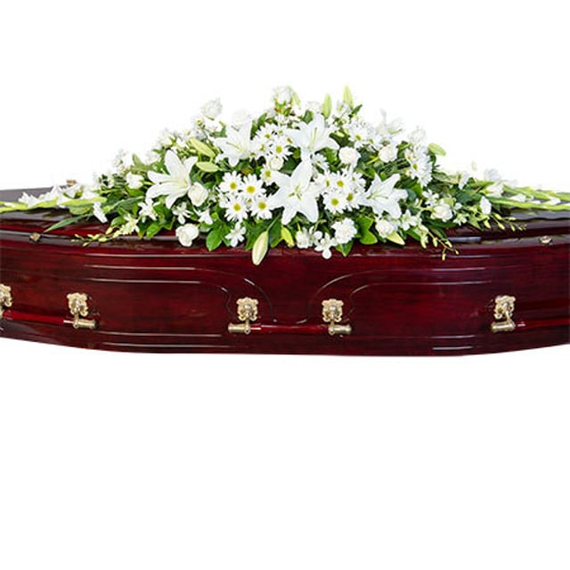 Funeral Casket Flowers - Mixed White