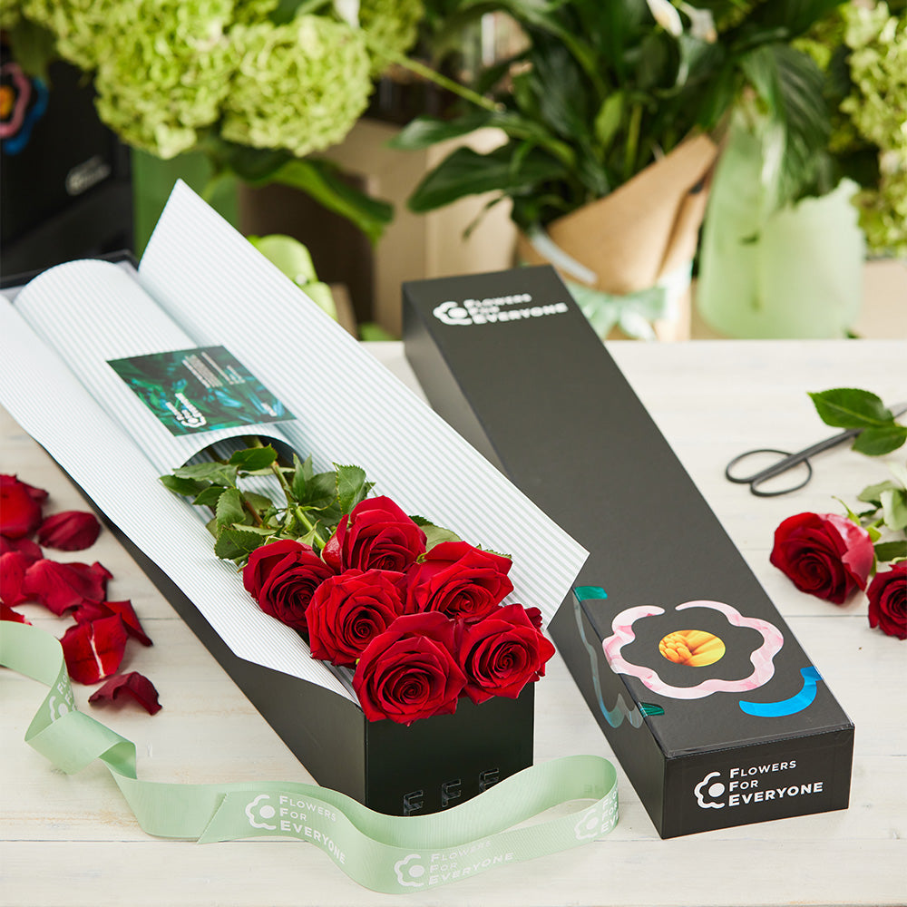 6 Red Rose Box