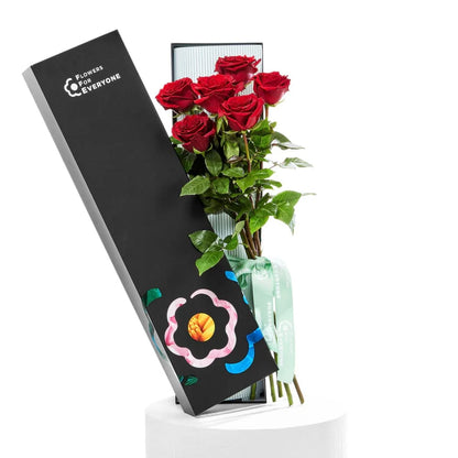 12 Red Rose Box with vibrant red roses in an elegant black gift box for romance flowers and same day delivery flowers