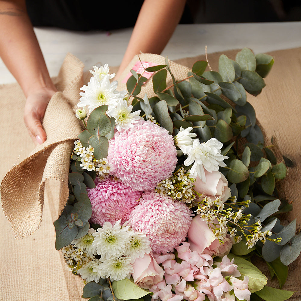 Pink Hessian Bouquet