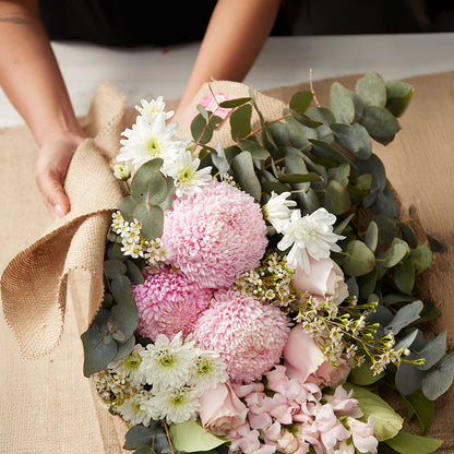 Pink Hessian Bouquet