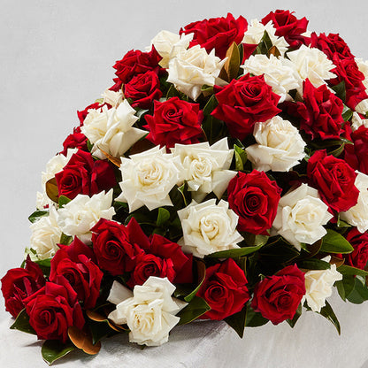CLASSIC RED & WHITE ROSE CASKET
