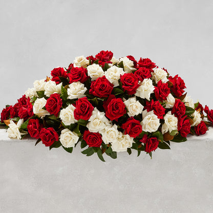 CLASSIC RED & WHITE ROSE CASKET