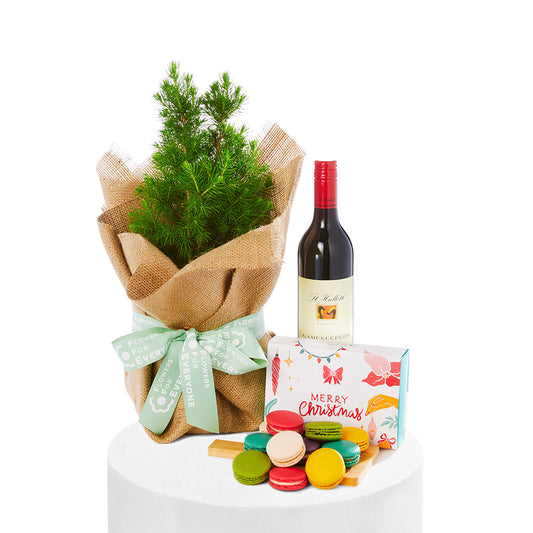 Christmas Wine & Macarons Tree Set