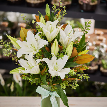 Peaceful White Lily Vase