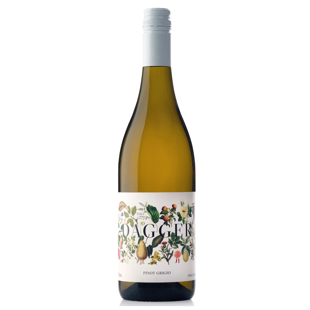 Cloak & Dagger Pino Grigio White Wine bottle featuring a colourful botanical label for stylish gifting from the Wine and Extra WOW collections