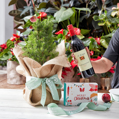 Christmas Wine & Macarons Tree Set