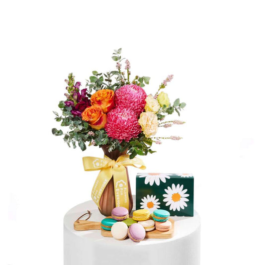Bright Bloom Vase with Macarons