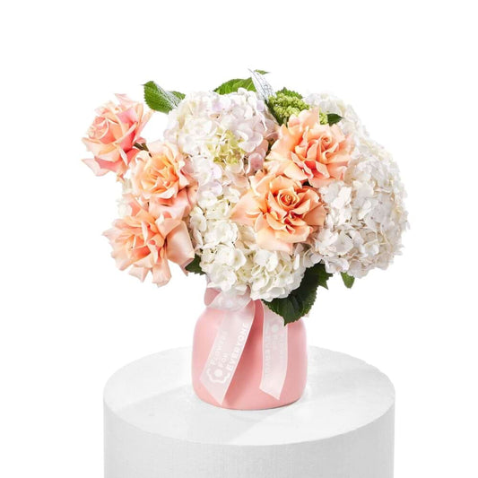 Peach Parfait Rose & Hydrangea Vase