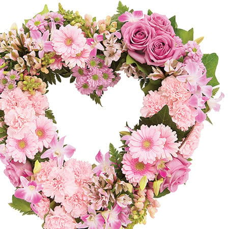 Pink Floral Heart Funeral Flowers