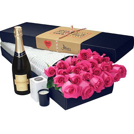 24 Long Stem Pink Roses and Bubbly (Sydney Only)