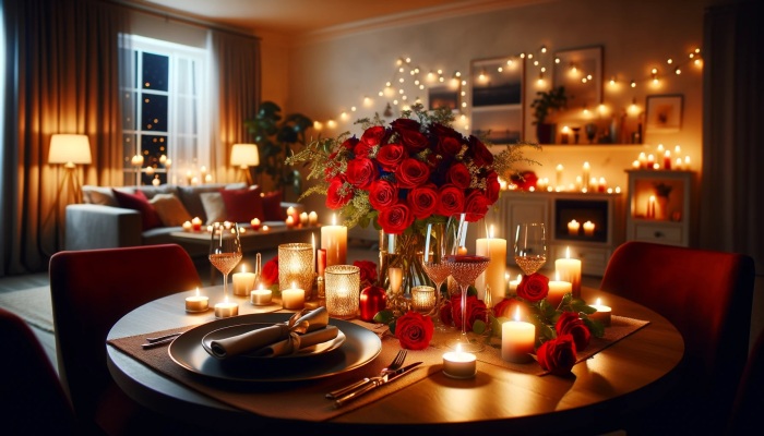 Romantic Dinner Home Decor Using Romantic Flowers