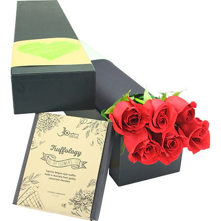 Chocolate with red roses