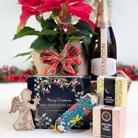 Christmas Hamper with Chandon Sparkling Wine & Poinsettia Plant
