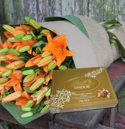 Easter Lily Bouquet & Lindt Chocolate (Sydney Only)