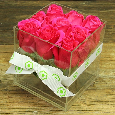 Hot Pink Rose Cube Flowers Delivered Sydney