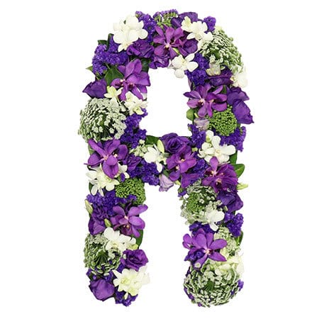 Lush Purple Floral Alphabet Letters for Funeral Casket Sydney